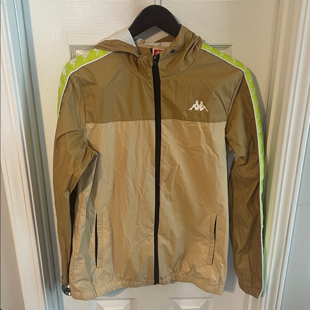 Kappa Beige and Lime Windbreaker Size Medium